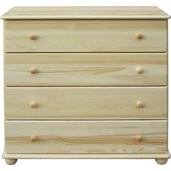 Komoda DM masiv Komoda široká 4 zásuvková KL-143, masiv borovice: Přírodní Borovice - Lakováno — hnědá, borovice