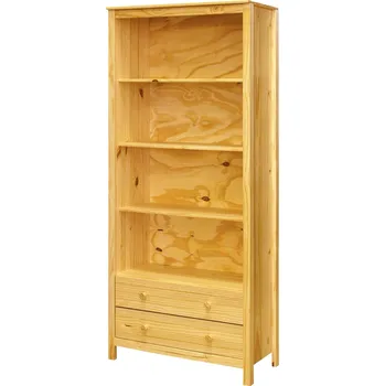 Obývací stěna Masivní borovicová knihovna TORINO s 2 zásuvkami a 3 policemi