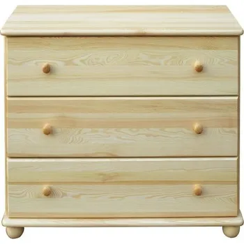 Komoda DM masiv Komoda široká 3 zásuvková na koulích KL-147, masiv borovice: Ne — hnědá, borovice