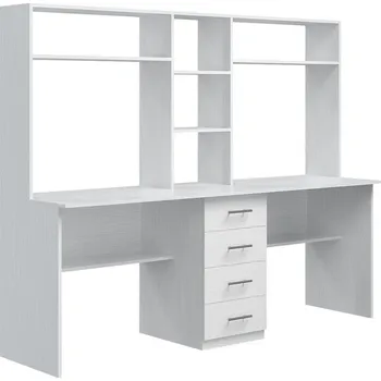 Psací stůl CASARREDO Psací stůl s nástavcem E3 FORLAND bílý, wenge, dub sonoma: Bílá — 200×60×152 cm, bílá