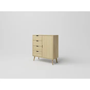 Komoda DM masiv SCANDIA Komoda kombinovaná SC-S05K, borovice: Olše světlá - lakováno — Šířka: 96 cm, Výška: 104 cm, Hloubka: 40 cm, hnědá