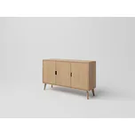 DM masiv SCANDIA Retro třídveřová komoda SC-D05O, dub: Přírodní Dub - Lakováno — Šířka: 142 cm, Výška: 84 cm, Hloubka: 40 cm, hnědá