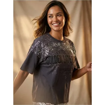 Dámské tričko Sinsay - Tričko s nápisem - šedá - ZA183-90X - ZA183-90X-XS-1