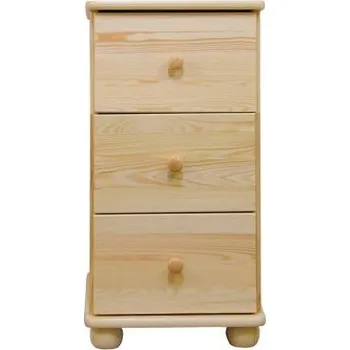 Komoda DM masiv Komoda úzká 3 zásuvková na koulích KL-150, masiv borovice: Rustical - lakováno — hnědá, borovice