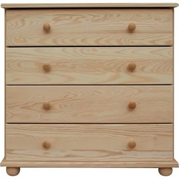 Komoda DM masiv Komoda 4 zásuvková - prádelník na koulích KL-138, masiv borovice: Ořech - lakováno — hnědá, borovice