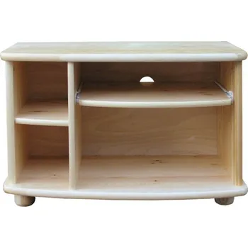 Televizní stolek DM masiv TV stolek s výsuvnou policí KL-204, masiv borovice: Přírodní Borovice - bez laku — hnědá, borovice