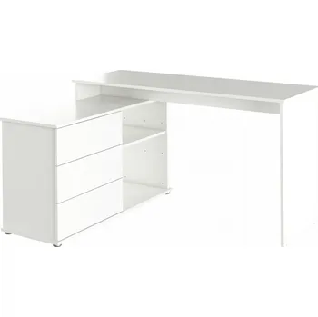 Psací stůl Tempo PC stůl rohový TERINO 138×110 bílý, dub: Dub Artisan — bílá, Dub Artisan