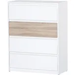 CASARREDO Komoda zásuvková WENECJA bílá/dub sonoma: Dub Sonoma + Bílá — bílá, Dub Sonoma + Bílá