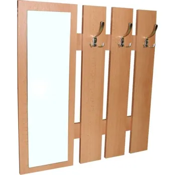 Věšák BRADOP Věšáková stěna se zrcadlem 70×80 D10 buk: Buk Přírodní — 74×80 cm, hnědá