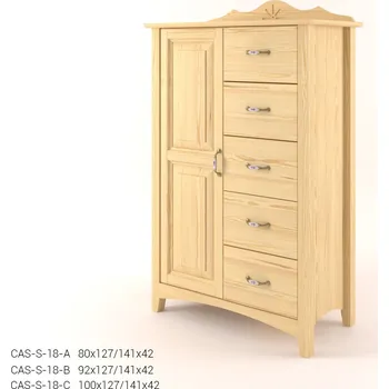 Komoda DM masiv Stylová komoda kombinovaná - prádelník 1D+5Z CASTELLO S18 - Borovice: Ne — hnědá, buk