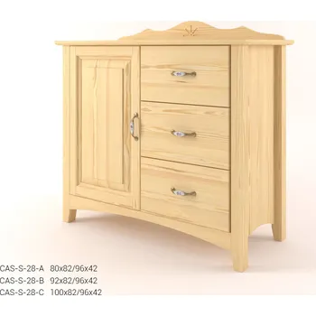 Komoda DM masiv Stylová komoda kombinovaná - prádelník 1D+3Z CASTELLO S28 - Borovice: Castello - kulatá — hnědá, borovice