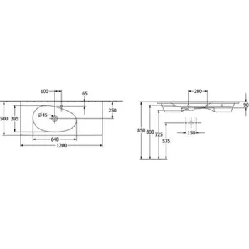 Villeroy & Boch Antao umyvadlo nábytkové 120x50 cm, bez otvoru pro baterii, bez přepadu, CeramicPlus, bílá Alpin (4A77L3R1)