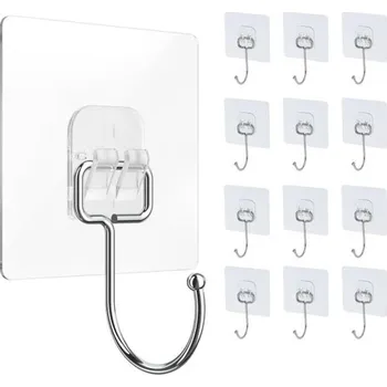 DarNova - Sada silných průhledných samolepicích háčků, vodotěsných, bez hřebíků, nosnost až 5 kg -