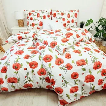 Povlečení Francouzské bavlněné povlečení Vlčí mák Zapínání: zip, Velikost polštáře: 2x50x70, Velikost přikrývky: 200x200 Šev uprostřed