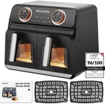 TecTake GmbH 405249 horkovzdušná fritéza samurai, 2 varné prostory, 7 programů, 2400w - černá