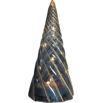 Vánoční dekorace SIRIUS LED světelný stromek, skleněný, černý, 19 cm