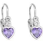 EVOLUTION GROUP CZ Stříbrné dětské náušnice, fialová srdíčka - 11178.3