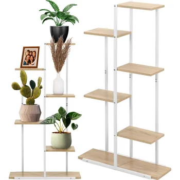 Stojan na květiny Springos GA0212 60 x 20 x 113 cm bílý/světle hnědý