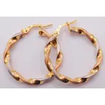 Klenoty Budín Dámské kruhové gravírované zlaté náušnice ze tří barev zlata 585/2,06gr HK2419 (Klenoty Budín Dámské kruhové gravírované zlaté náušnice ze tří barev zlata 585/2,06gr HK2419)