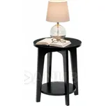 Kulatý konferenční stolek dřevěný - Ø 40 cm - s přídavnou policí - černý