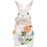 Bílá keramická úložná nádoba králík s květy - 16*15*29 cm 246792396