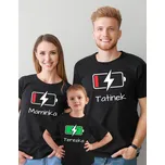 Rodinný set triček - Vybité baterky v2 Velikost pánského trička: M, Velikost dámského trička: S, Velikost dětského trička: 110 cm/4 roky