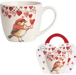 Hrnek 460ml baňatý PTÁČEK se srdíčky, DB taška, porcelán
