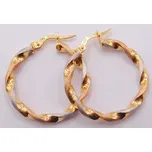 Klenoty Budín Dámské kruhové gravírované zlaté náušnice ze tří barev zlata 585/2,06gr HK2419 (Klenoty Budín Dámské kruhové gravírované zlaté náušnice ze tří barev zlata 585/2,06gr HK2419)