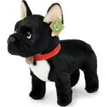 Plyšový francouzský buldoček černý s obojkem stojící 30 cm ECO-FRIENDLY