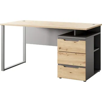 Psací stůl BENIN 73 psací stůl 150 cm, dub artisan/grafit/černá kov
