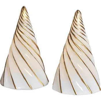 Vánoční dekorace SIRIUS LED světelný stromeček, skleněný, sada 2 kusy, bílý, 11 cm