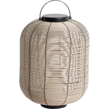 Venkovní osvětlení Kave Home Béžová zahradní LED lampa z umělého ratanu Saranella 37 cm