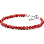 Stříbrný náramek Tabby s pravým červeným korálem