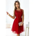 CATERINA Dámské šaty s gipiurou a jemným tylem - ČERVENÉ UNI