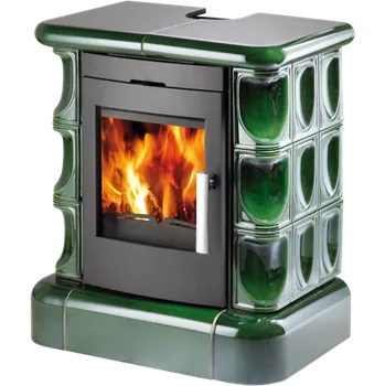 Krbová kamna Kachlová kamna MANTA kachlový top+sokl – černá / zelená, výkon 2.3–7.2 kW 0434215020000