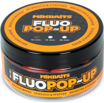 Nástraha Mikbaits Mini Plovoucí fluo boilies Broskev Pepř 100 ml 10 mm