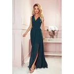 JUSTINE Dlouhé šaty s výstřihem a zavazováním - BOTEVÁ ZELENÁ XL