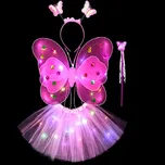 Svítící andělský kostým s křídly a sukní | karnevalové šaty - tmavě růžová