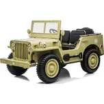 Mamido Dětský elektrický Jeep Willys 24V 4x4 třímístný béžový