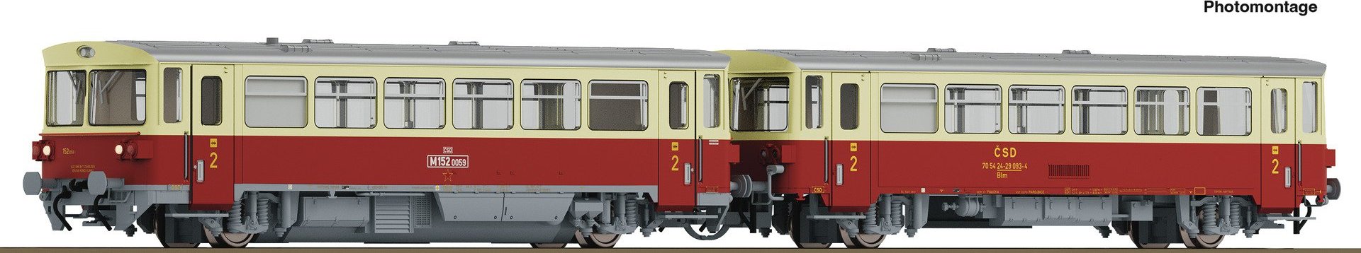 ROCO 7790001 TT Motorový vůz M152.0059 + přípojný vůz Blm, ČSD, Ep.IV, DCC ZVUK