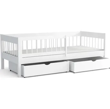 Dětsný nábytek Dětská postel z masivu borovice LUNARI se šuplíky - 200x90 cm - BÍLÁ