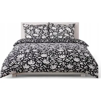 Povlečení Povlečení BAVLNĚNÝ SATÉN Tmavě modrá Bílá Listy VLÁKNA 160x200