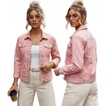 Dámská džínová bunda na knoflíky růžová TY5597 - 3XL