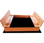 Derrson Pískoviště dřevěné s krytem/lavičkami velké předvrtané impregnované 140x140cm