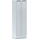 B2B Partner Kovová šatní skříňka S7 na soklu, 2 oddíly, 1904 x 600 x 500 mm, otočný zámek, šedé dveře