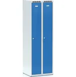 B2B Partner Kovová šatní skříňka S7, 2 oddíly, 1800 x 600 mm, demont, cylindrický zámek, modré dveře