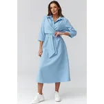 Midi šaty s vázáním Makadamia C47 - sv. modré Světle modrá Uni