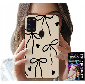 Pouzdro na mobilní telefon POUZDRO PRO SAMSUNG GALAXY A21s - BÉŽOVÉ MAŠLIČKY S MÓDNÍ STUHOU