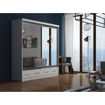 Skříň s posuvnými dveřmi a zrcadlem 200 cm - Margo Barva: Bílá