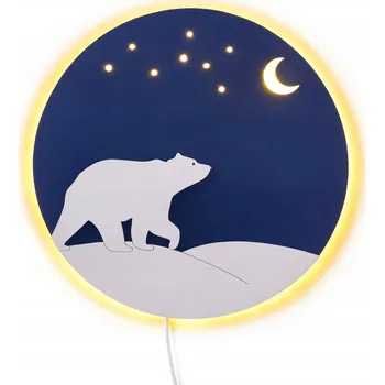 Lampička Noční lampa LED dřevěná pro děti MEDVĚD LEDNÍ, lampička medvídek